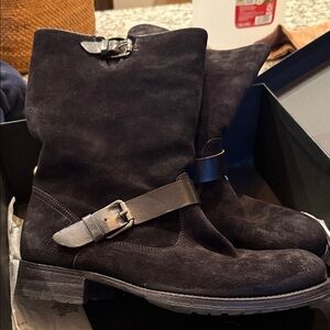 n.d.c. Biker Mid Nero Black Suede Women's Boots with Buckle 40